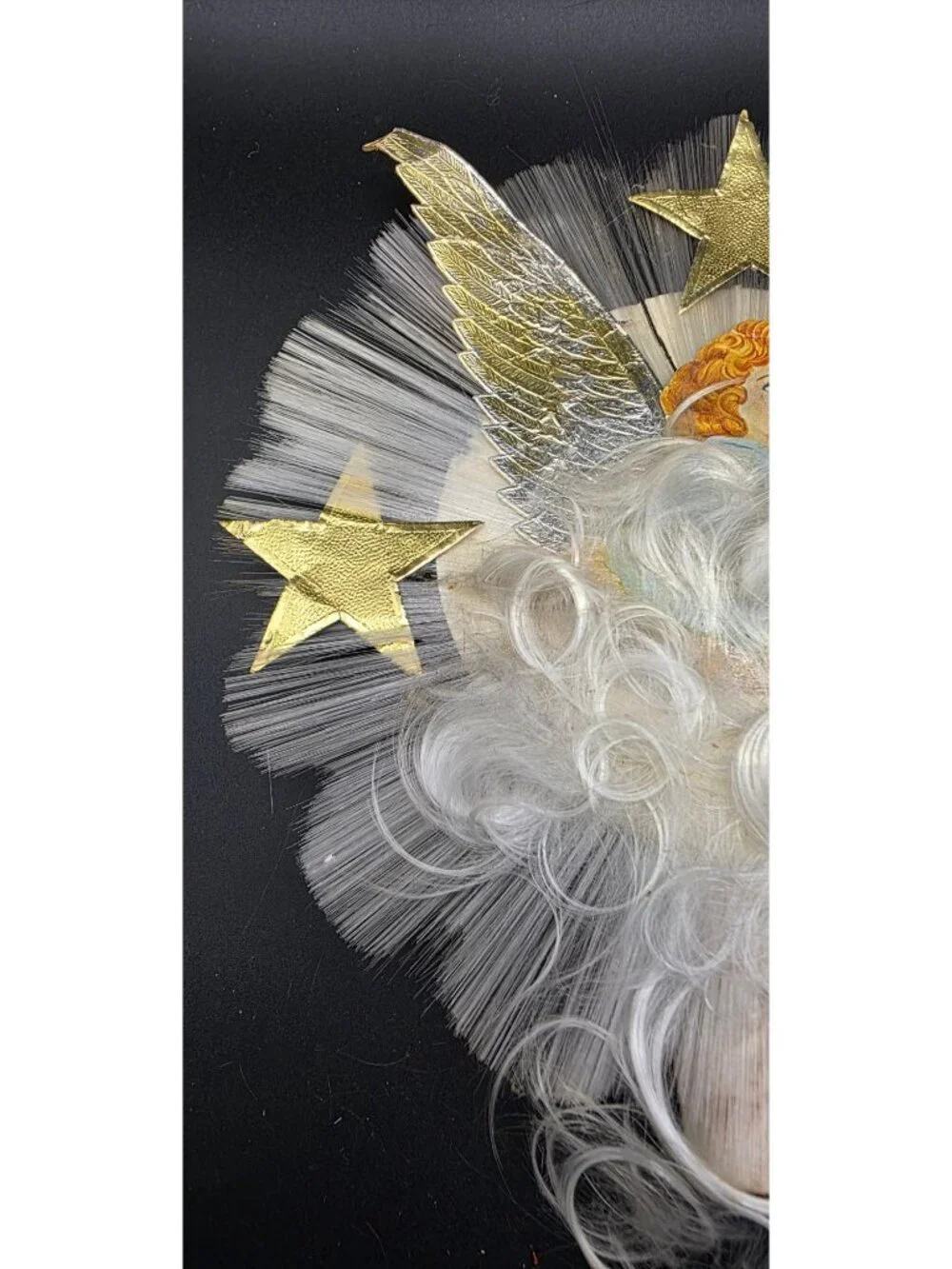 Vintage MCM Christmas Tree Topper National Tinsel Co Spun Glass Angel Hair
